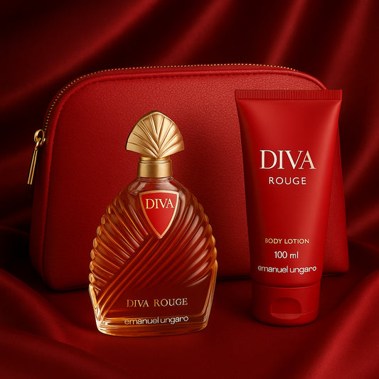 Emanuel Ungaro Diva Rouge Gift Set: EDP 100ml - Body Lotion 100ml - Pouch
