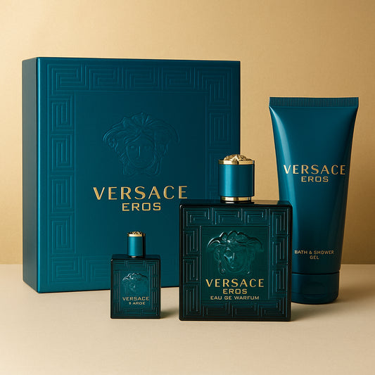 Versace Eros Gift Set 100ml EDP + 5ml EDP + 150ml Bath and Shower Gel