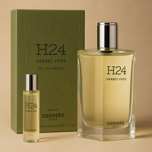 Hermès H24 Herbes Vives Gift Set - EDP 100ml Refillable Spray + 15ml EDP
