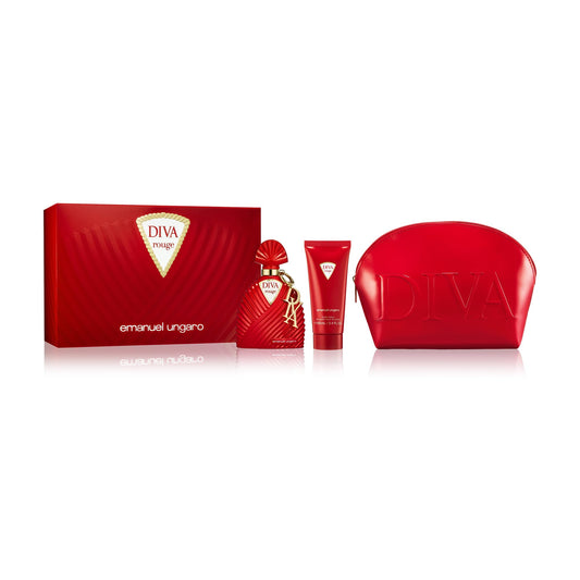 Emanuel Ungaro Diva Rouge Gift Set: EDP 100ml - Body Lotion 100ml - Pouch