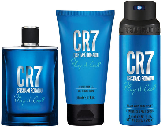 Cristiano Ronaldo CR7 Play It Cool Gift Set 100ml EDT Spray - 150ml Shower Gel - 150ml Body Spray