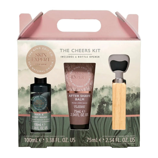 The Kind Edit Co. Skin Expert The Cheers Kit Gift Set 100ml Hair & Body Wash + 75ml After Shave Balm + 1x Bottle Opener