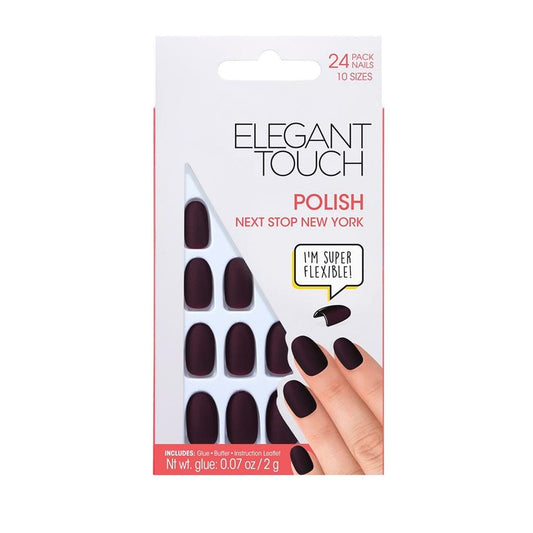 Elegant Touch Oval 24 False Nails With Glue - Next Stop New York