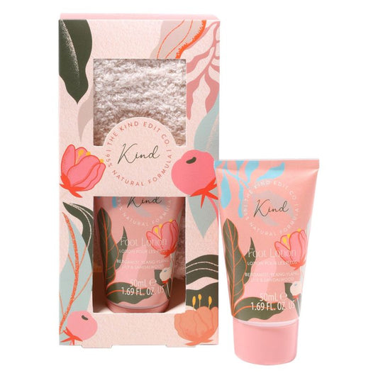 The Kind Edit Co. Kind Sock Gift Set 50ml Foot Lotion + Fluffy Socks