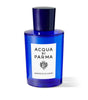 Blue Acqua di Parma perfume bottle on a white background