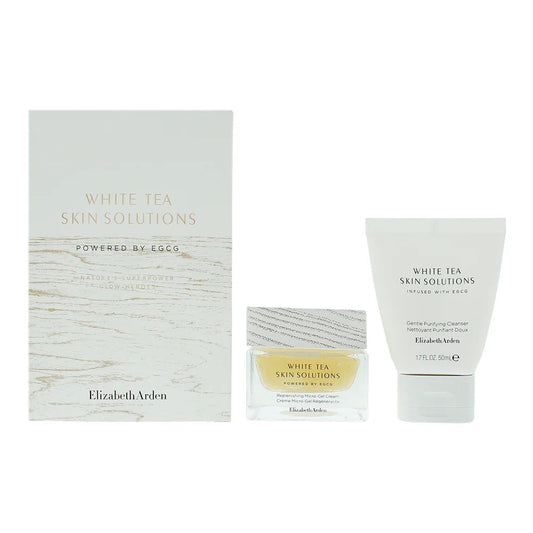 Elizabeth Arden White Tea Skin Solutions Gift Set 50ml Replenishing Micro Gel-Cream - 50ml Gentle Purifying Cleanser