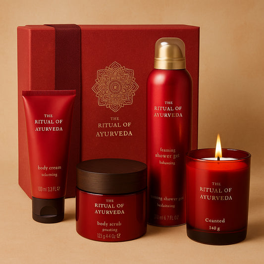 Rituals The Ritual of Ayurveda Gift Set 100ml Body Cream + 125g Body Scrub + 200ml Foaming Shower Gel + Candle 140g