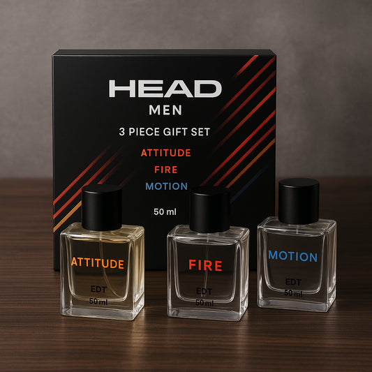 Head Men 3 Piece Gift Set: Attitude EDT 50ml - Fire EDT 50ml - Motion EDT 50ml