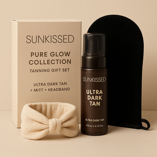 Sunkissed Pure Glow Collection Tanning Gift Set - Ultra Dark Tan + Mitt + Headband