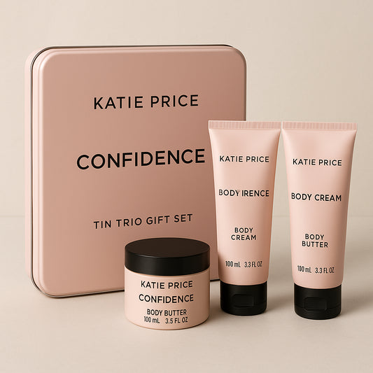 Katie Price Confidence Tin Trio Gift Set 100ml Rich Shower Gel + 100ml Body Cream + 100ml Body Butter