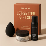 Morphe Jet-Setter Gift Set 36.8ml Continuous Prep & Set Mist + 2.6g Translucent Setting Powder + Highlight & Contour Sponge