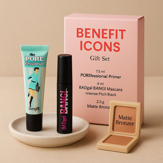 Benefit Icons Gift Set 7.5ml POREfessional Primer + 4ml BAGgal BANG! Mascara - Intense Pitch Black + 2.5g Matte Bronzer