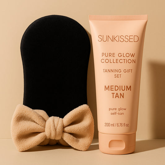 Sunkissed Pure Glow Collection Tanning Gift Set - Medium Tan + Mitt + Headband