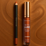 Makeup Revolution Retro Luxe Metallic Lip Kit 1g Lip Pencil + 5.5ml Liquid Lipstick - Sovereign