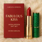 Carolina Herrera Fabulous Kiss Satin Lipstick Gift Set 310 Red Carolina Lipstick + Green Waves Lipstick Cap