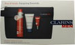 Clarins Men Gift Set 50ml Energizing Gel + 3ml Energizing Eye Gel + 30ml Active Face Wash + Bag