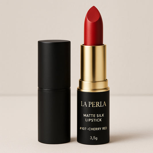 La Perla Matte Silk Lipstick - #107 - Cherry Red - 3.5g