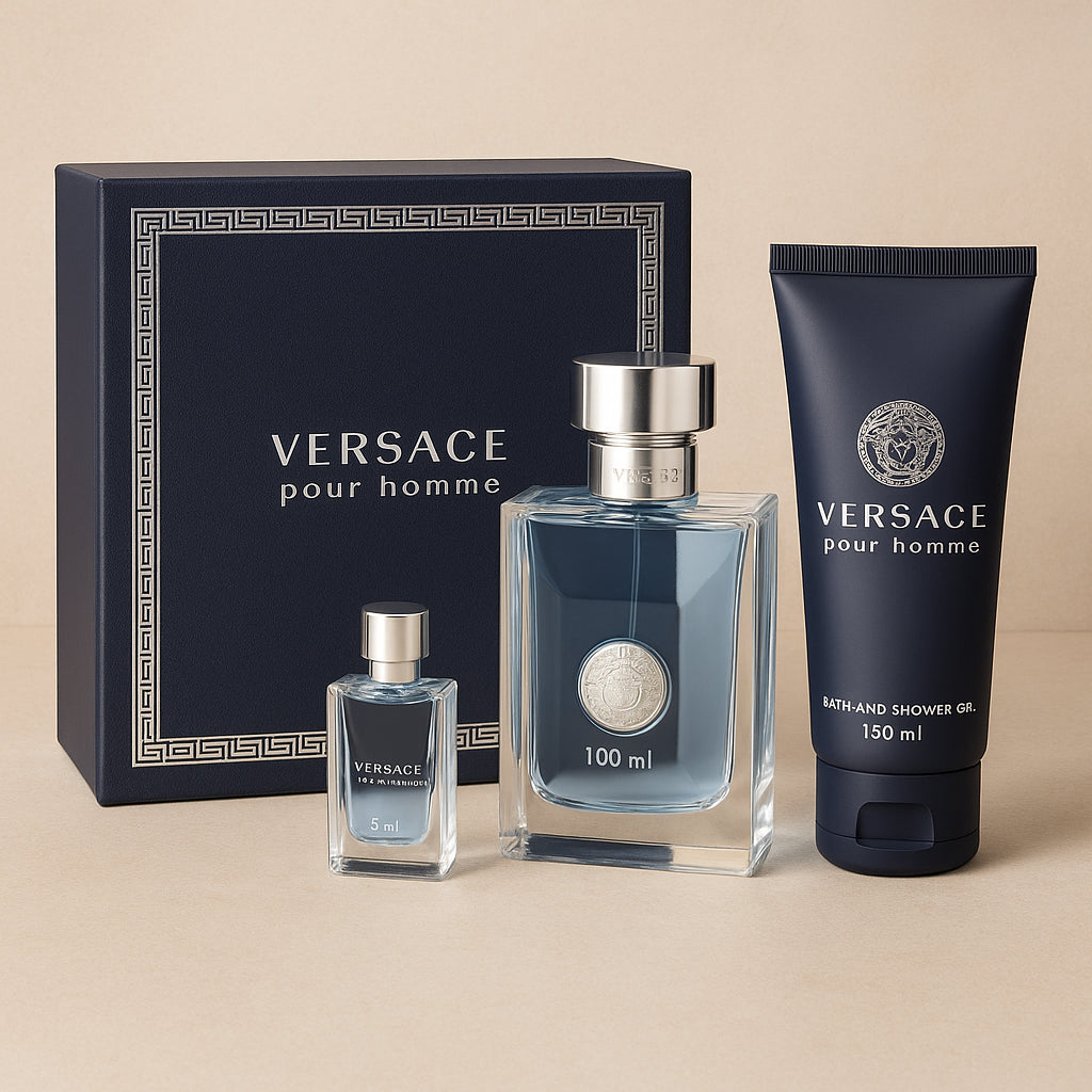 Versace Pour Homme Gift Set 100ml EDT + 150ml Bath and Shower Gel + 5ml EDT