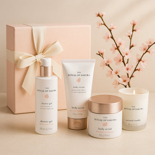 Rituals The Ritual of Sakura Gift Set - Shower Gel 200Ml - Body Cream 100Ml - Body Scrub 125G - Scented Candle 140G