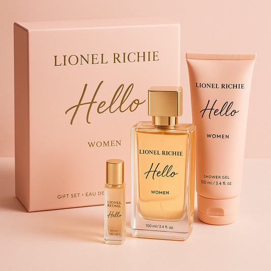 Lionel Richie Hello Women Gift Set- 100ml EDP + 100ml Shower Gel + 15ml Travel Size
