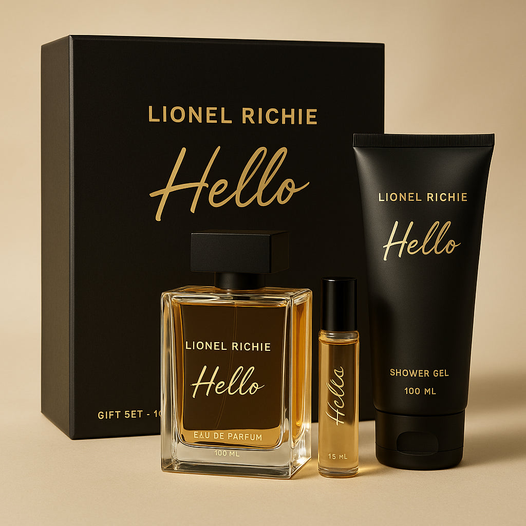 Lionel Richie Hello Gift Set- 100ml EDP + 100ml Shower Gel + 15ml Travel Size