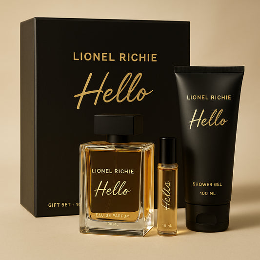 Lionel Richie Hello Gift Set- 100ml EDP + 100ml Shower Gel + 15ml Travel Size
