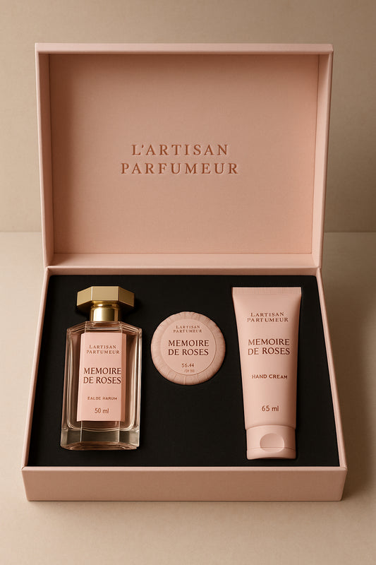 L'Artisan Parfumeur Mémoire de Roses Gift Set: EDP Spray 50ml + Soap 25g + Hand Cream 65ml