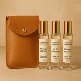 L'Artisan Parfumeur Travelset EDT Spray 10ml x 3 -Pass D'Enfer + Un Air De Bretagne+ Memoire De Roses with Leather Pouch