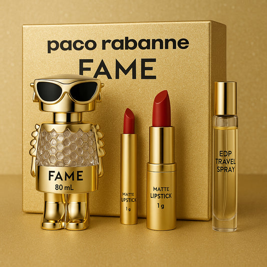 Paco Rabanne Fame Gift Set 80ml EDP + Matte Lipstick 1g + EDP Travel Spray 10ml