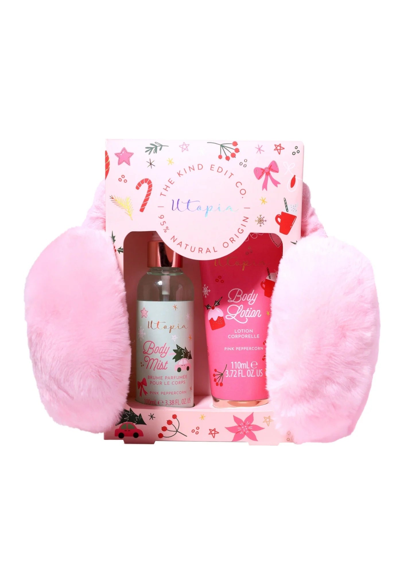 The Kind Edit Co. Utopia Cosy Comfort Gift Set 110ml Body Lotion + 100ml Body Mist + Ear Muffs