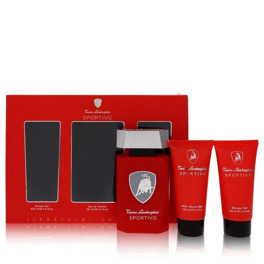 Lamborghini Sportivo Gift Set 125ml EDT Spray - 100ml Shower Gel - 100ml Aftershave Balm