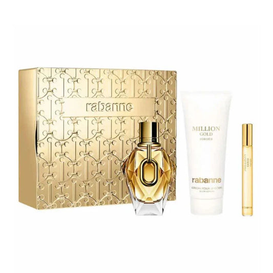 Paco Rabanne Million Gold for Her Gift Set 90ml EDP + 100ml Body Lotion + 10ml EDP