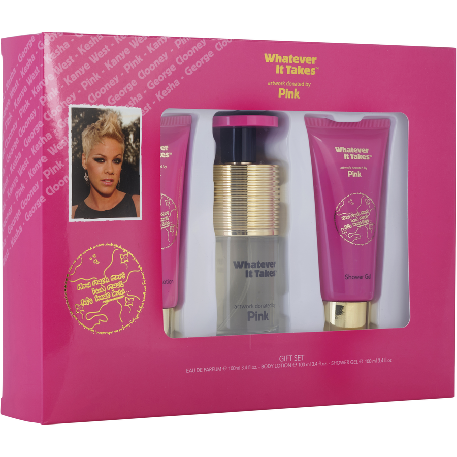 Whatever It Takes Pink Gift Set 100ml Edp Body Lotion Shower Gel