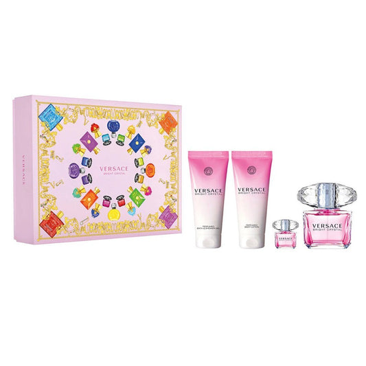 Versace Bright Crystal Gift Set 90ml EDT - 100ml Body Lotion - 100ml Shower Gel - 5ml EDT