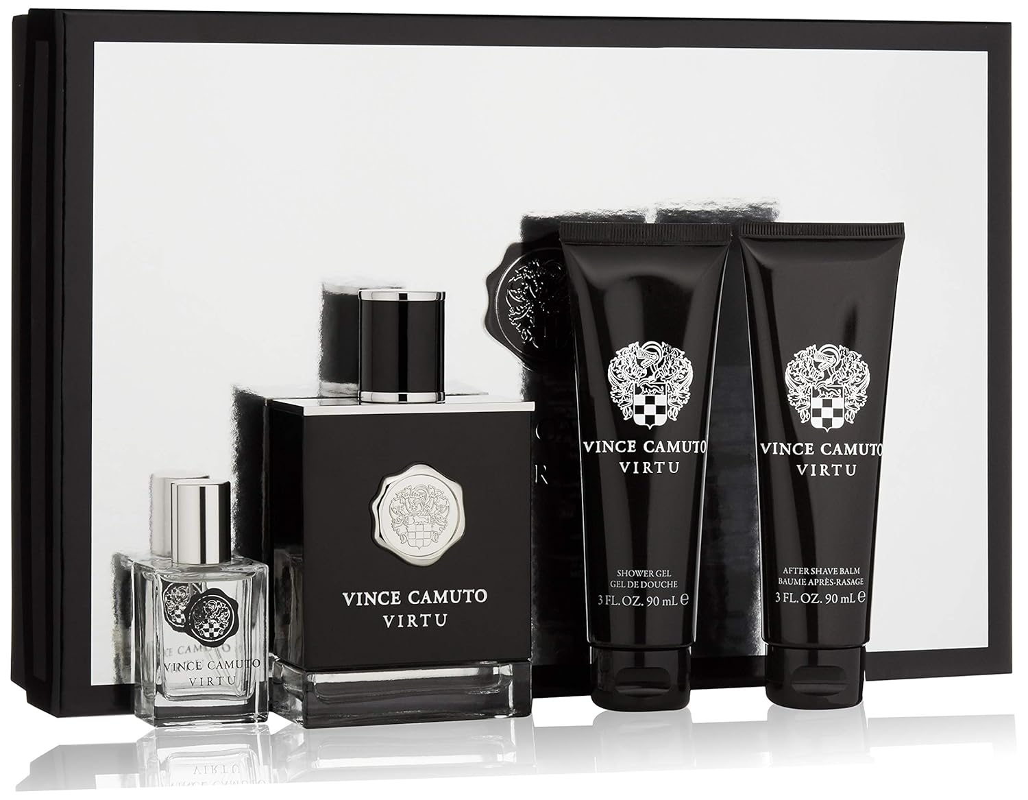 Vince Camuto Virtu Gift Set 100ml EDT - 15ml EDT - 90ml Aftershave Balm - 90ml Shower Gel