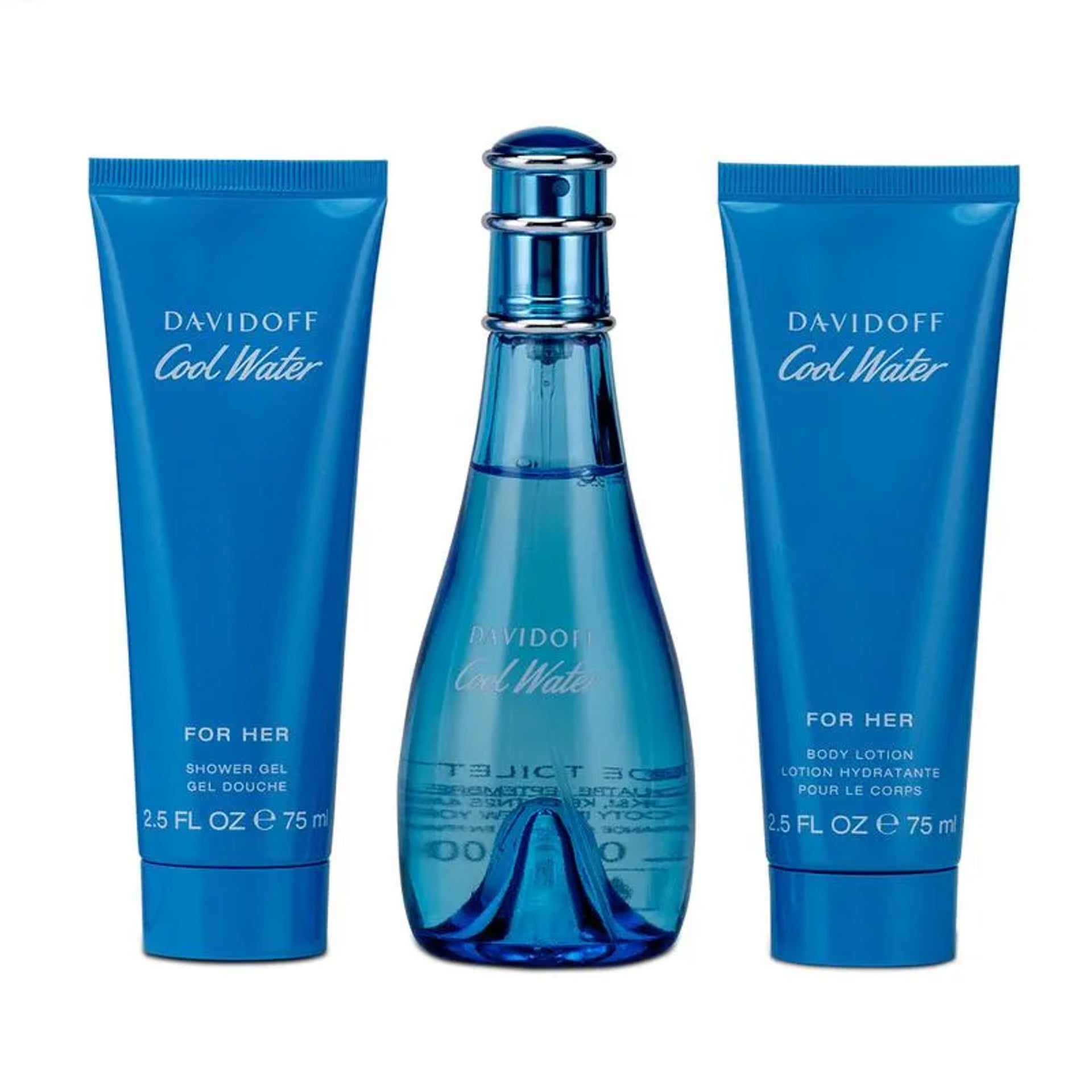 Davidoff Cool Water Woman Gift Set 100ml EDT + 75ml Body Lotion + 75ml Shower Gel