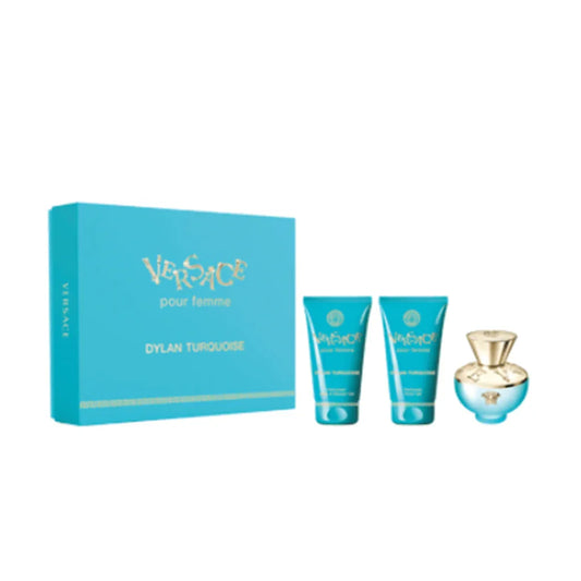 Versace Pour Femme Dylan Turquoise Gift Set 50ml EDT - 50ml Bath & Shower Gel - 50ml Body Lotion