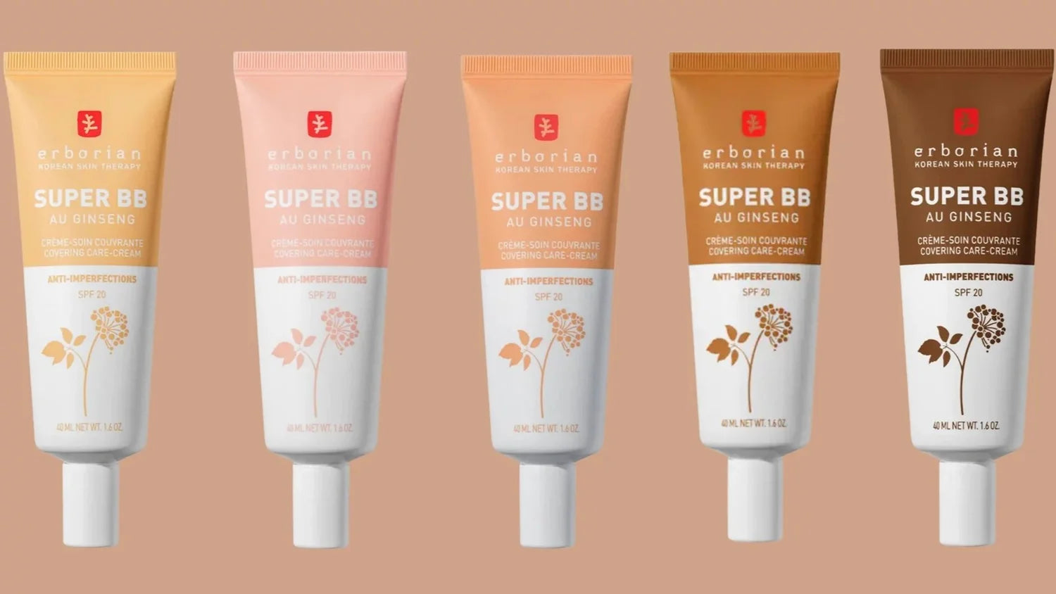 Erborian Super BB Au Ginseng Covering Care-Cream SPF20 40ml Moisturizing Foundation Cream