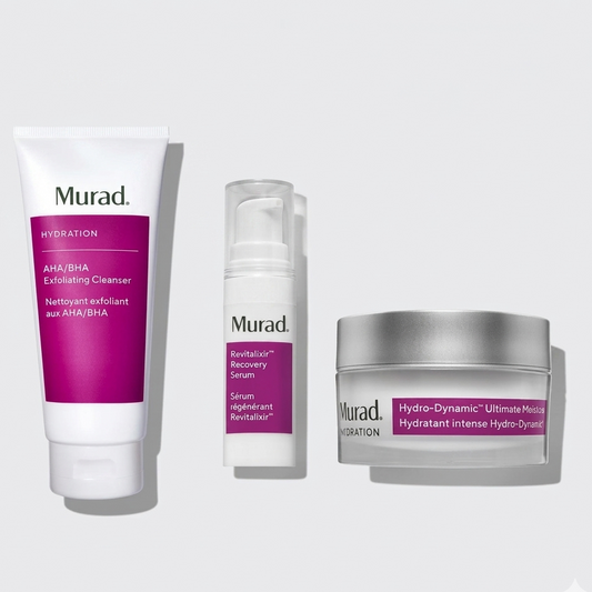 Murad The Derm Report Smoothing & Quenching Skin Set 200ml Exfoliating Cleanser + 5ml Recovery Serum + 50ml Moisturizer