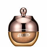 La Mer eye and expression cream jar with rose gold lid on a white background