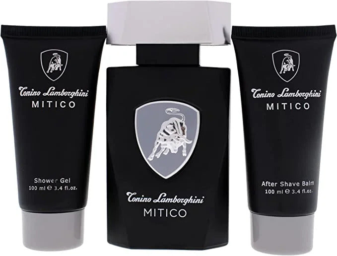 Lamborghini Mitico Gift Set 125ml EDT - 100ml Shower Gel - 100ml Aftershave Balm