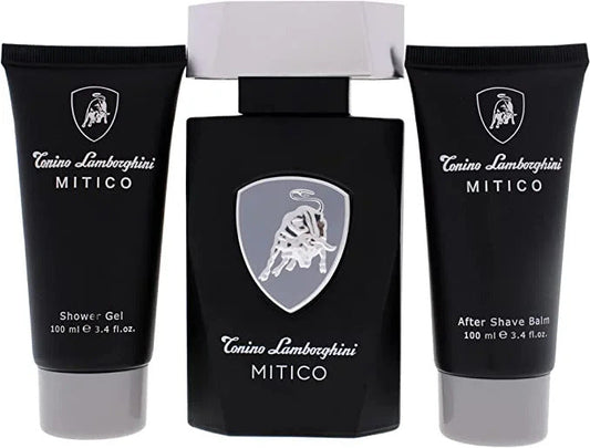 Lamborghini Mitico Gift Set 125ml EDT - 100ml Shower Gel - 100ml Aftershave Balm