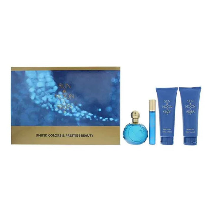 United Colors & Prestige Beauty Sun Moon Stars Gift Set 100ml EDP - 10ml EDP - 100ml Body Lotion - 100ml Shower Gel