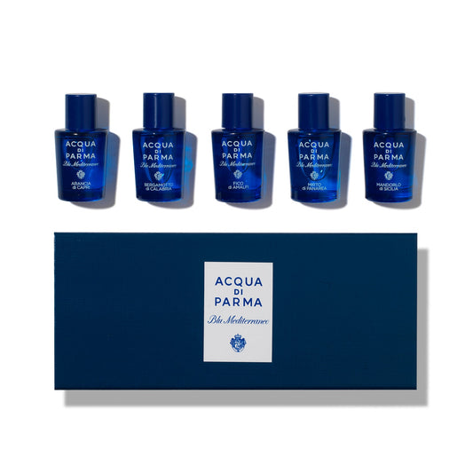 Acqua Di Parma Blu Mediterraneo Miniature Set 5ml Arancia Di Capri Eau de Toilette - 5ml Fico Di Amalfi Eau de Toilette - 5ml Bergamotto Di Calabria Eau de Toilette - 5ml Mandorlo Di Sicilia Eau de Toilette - 5ml Mirto Di Panarea Eau de Toilette