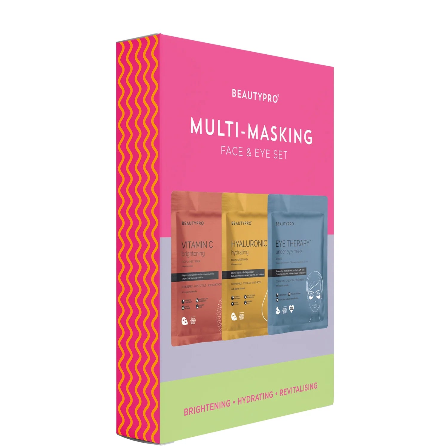 Beauty Pro Multi-masking Face & Eye Set 3 Pieces (this Set Contains:1x Vitamin C Brightening Sheet Mask1x Hyaluronic Hydrating Sheet Mask1x Eye Therapy Mask)
