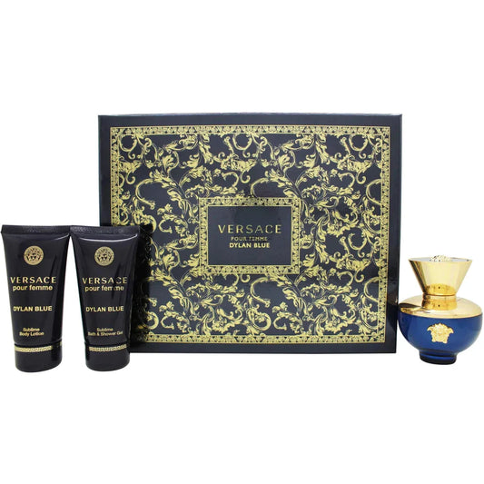 Versace Pour Femme Dylan Blue Gift Set 50ml EDP - 50ml Body Lotion - 50ml Shower Gel