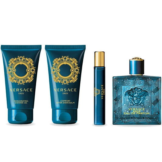 Versace Eros Gift Set 100ml EDP - 75ml Shower Gel - 75ml Aftershave Balm - 10ml EDP