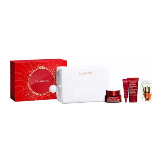 Clarins Super Restorative Gift Set 50ml Day Cream All Skintypes + 15ml Night Cream All Skintypes + 7ml Total Eye Serum + Pouch