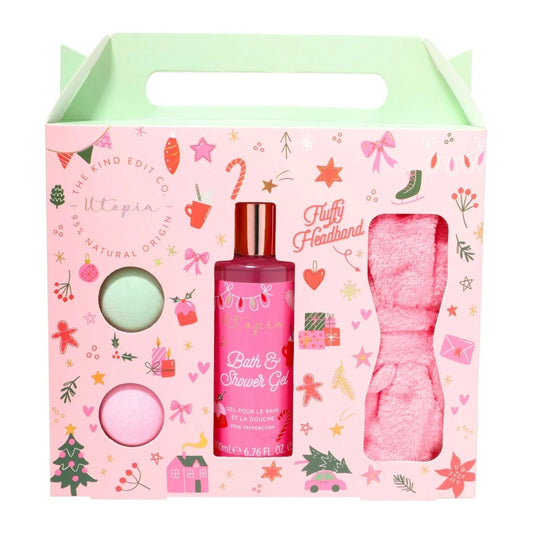 The Kind Edit Co. Utopia Headband Gift Set 200ml Bath & Shower Gel + 2 X 50g Bath Fizzers + Headband
