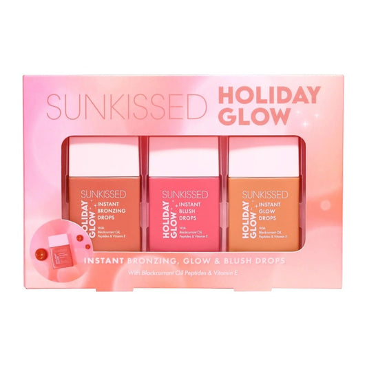 Sunkissed Holiday Glow Gift Set 28ml Instant Bronzing Drops + 28ml Instant Blush Drops + 28ml Instant Glow Drops